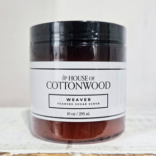 Jar of Weaver Foaming Sugar Scrub from House of Cottonwood on a light background
